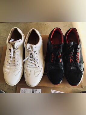 2 Pairs Of PILOTI Driving Shoes White SHIFT Black Prototipo RS Men Sz 10 NICE!